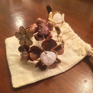 J.Crew 3D Floral Gold Brown Cream Cuff